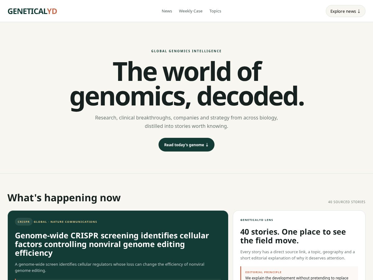 Landing-page snapshot of geneticalyd.com