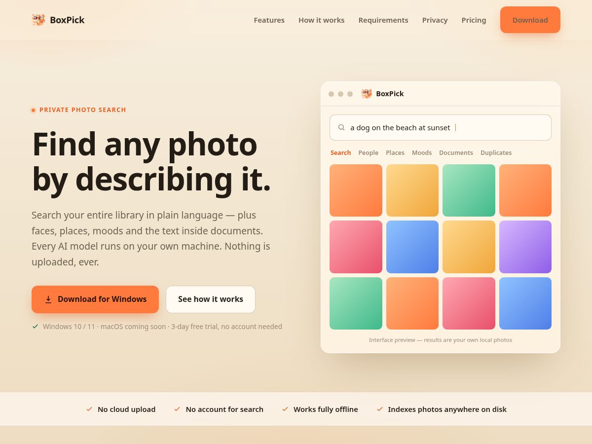 Landing-page snapshot of getboxpick.com