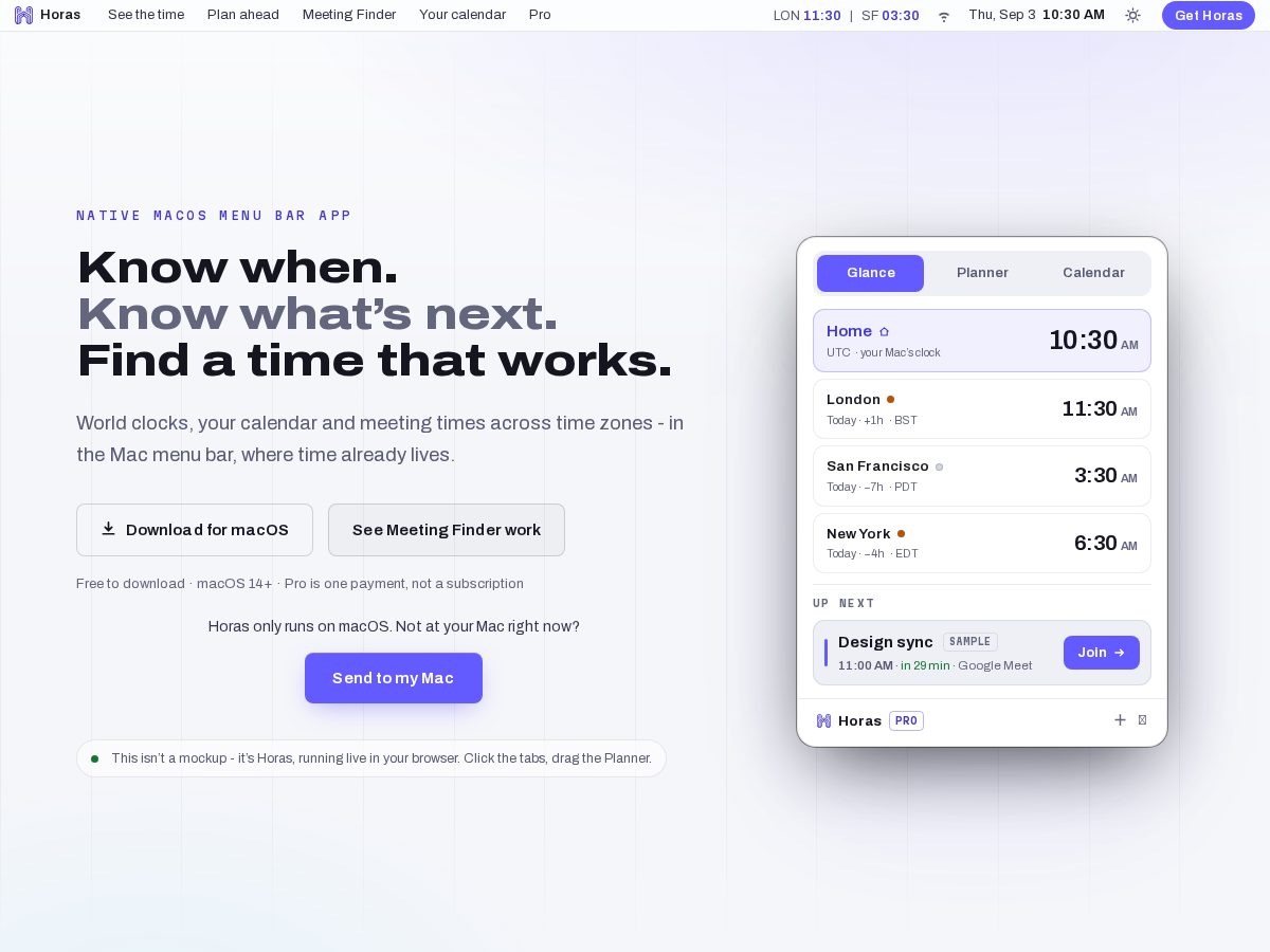 Landing-page snapshot of gethoras.com