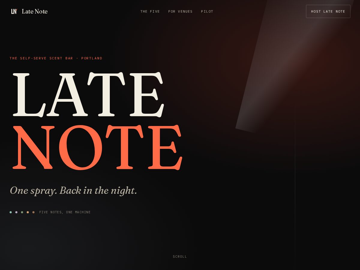 Landing-page snapshot of getlatenote.com