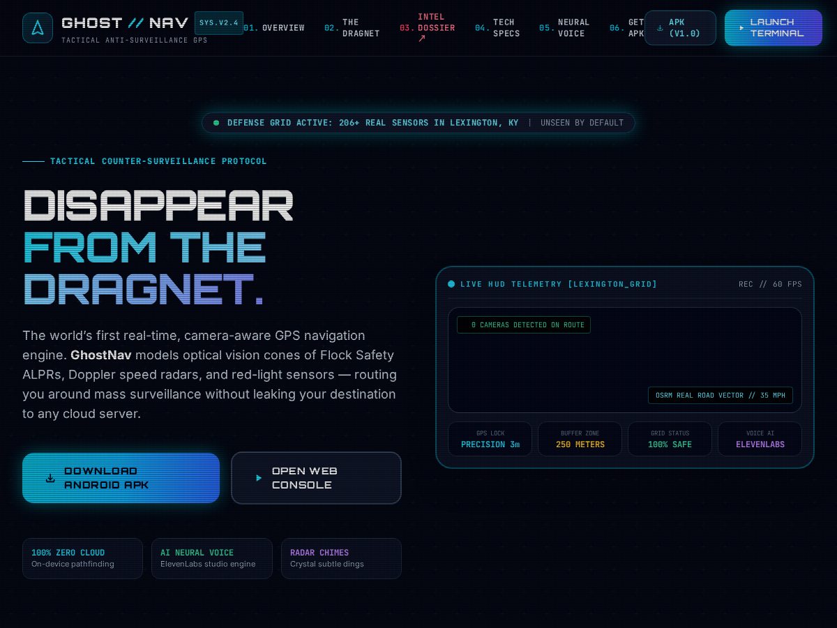 Landing-page snapshot of ghostnav.net