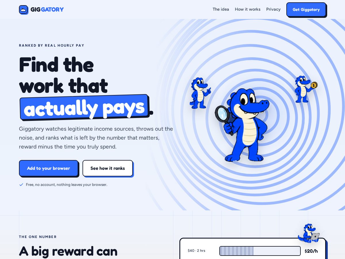 Landing-page snapshot of giggatory.com