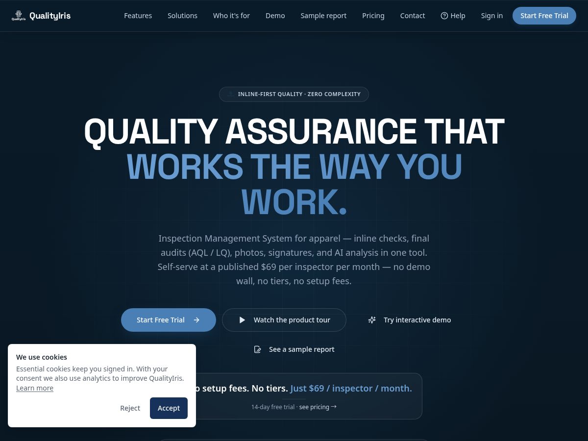Landing-page snapshot of goqualityiris.com