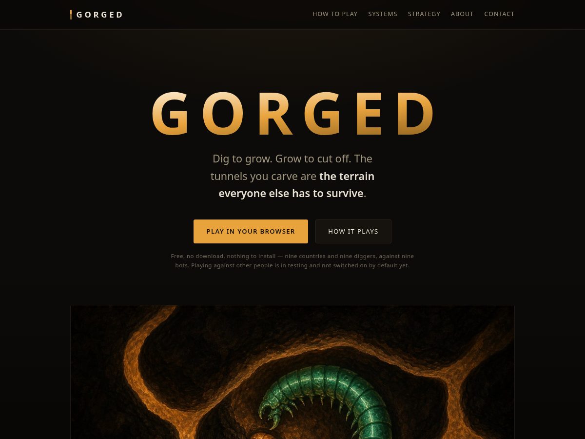 Landing-page snapshot of gorgedgame.com