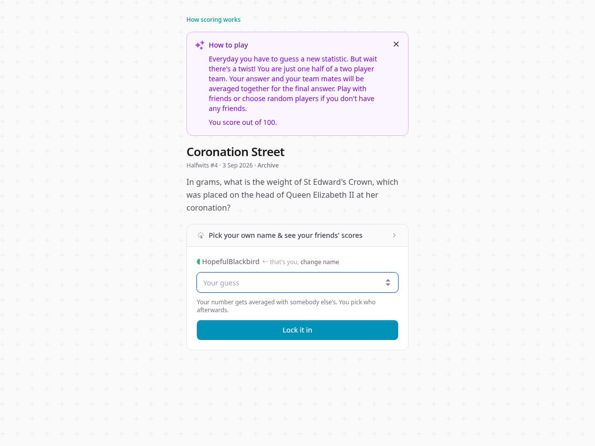 Landing-page snapshot of halfwit.game