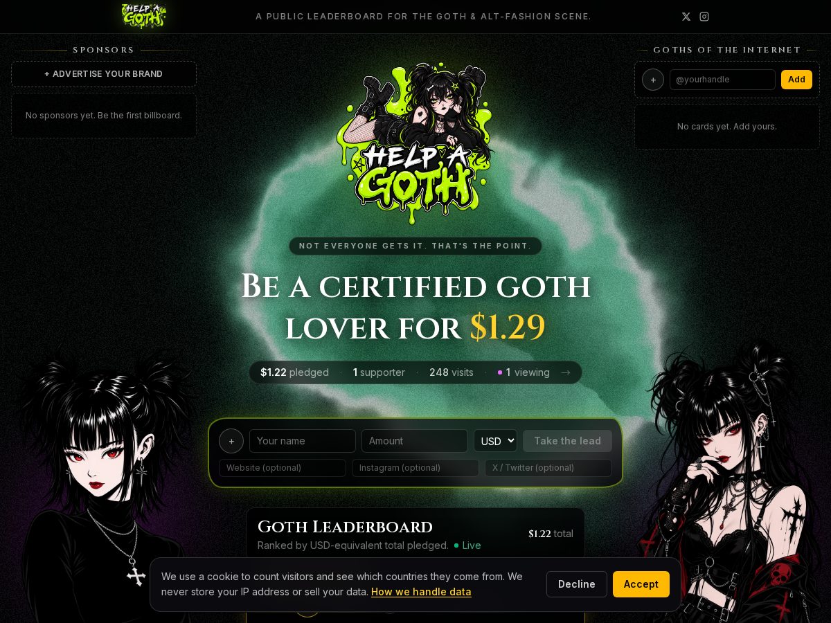 Landing-page snapshot of helpagoth.club