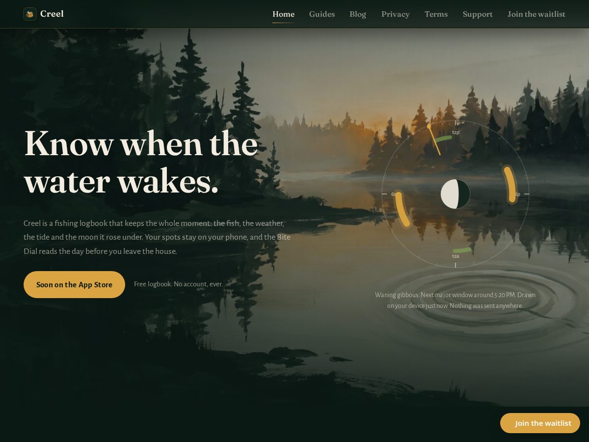 Landing-page snapshot of heycreel.com