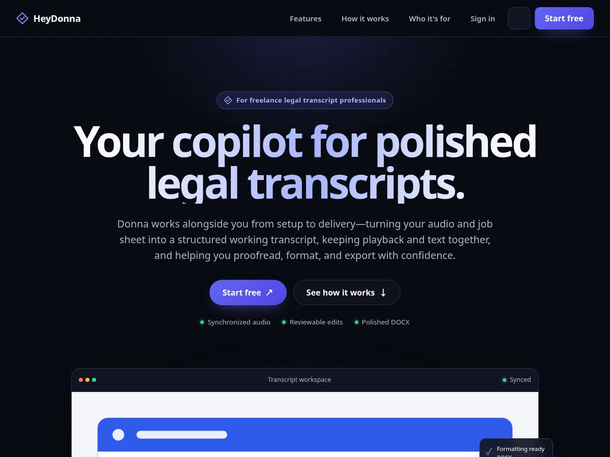 Landing-page snapshot of heydonna.law