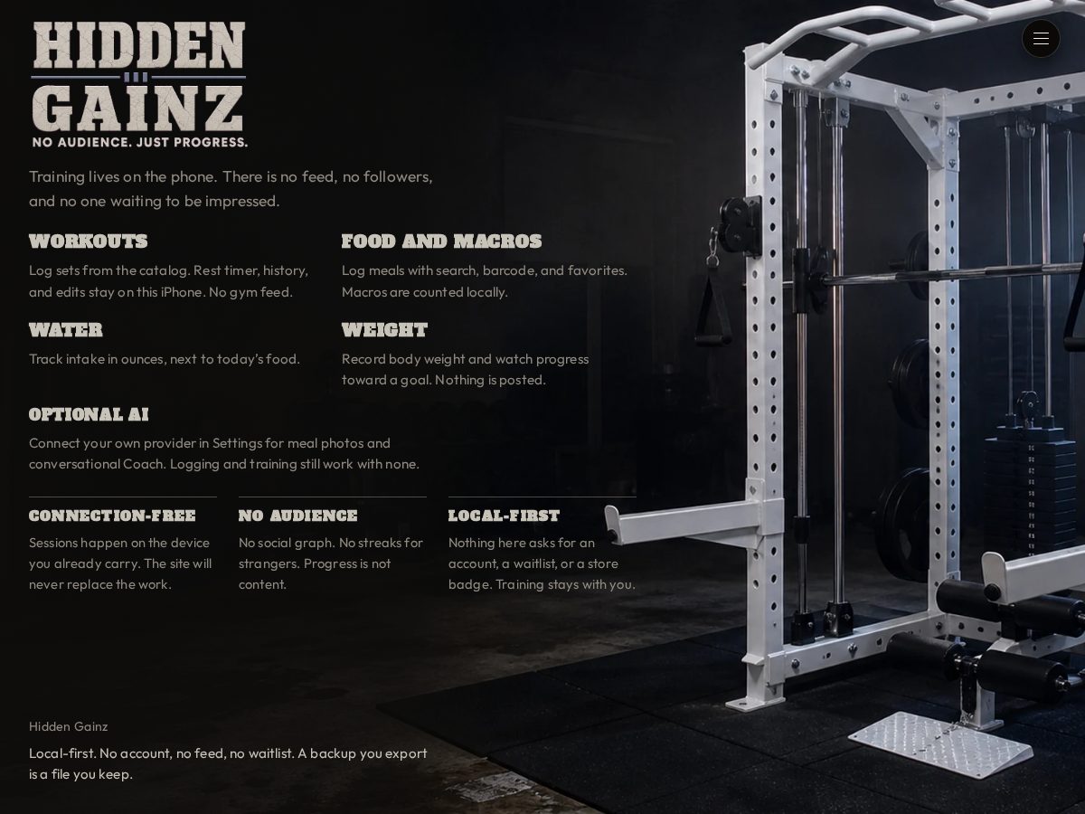 Landing-page snapshot of hiddengainz.com