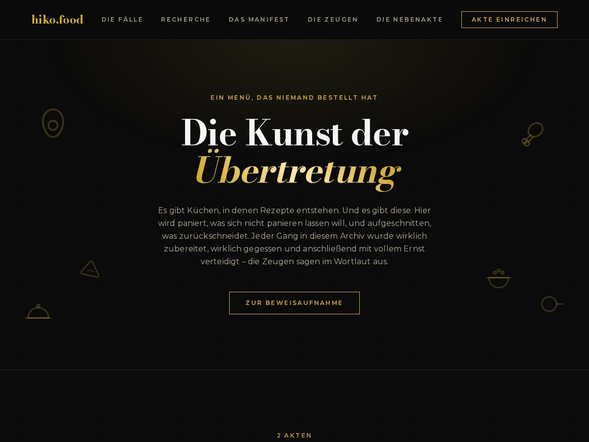 Landing-page snapshot of hiko.food