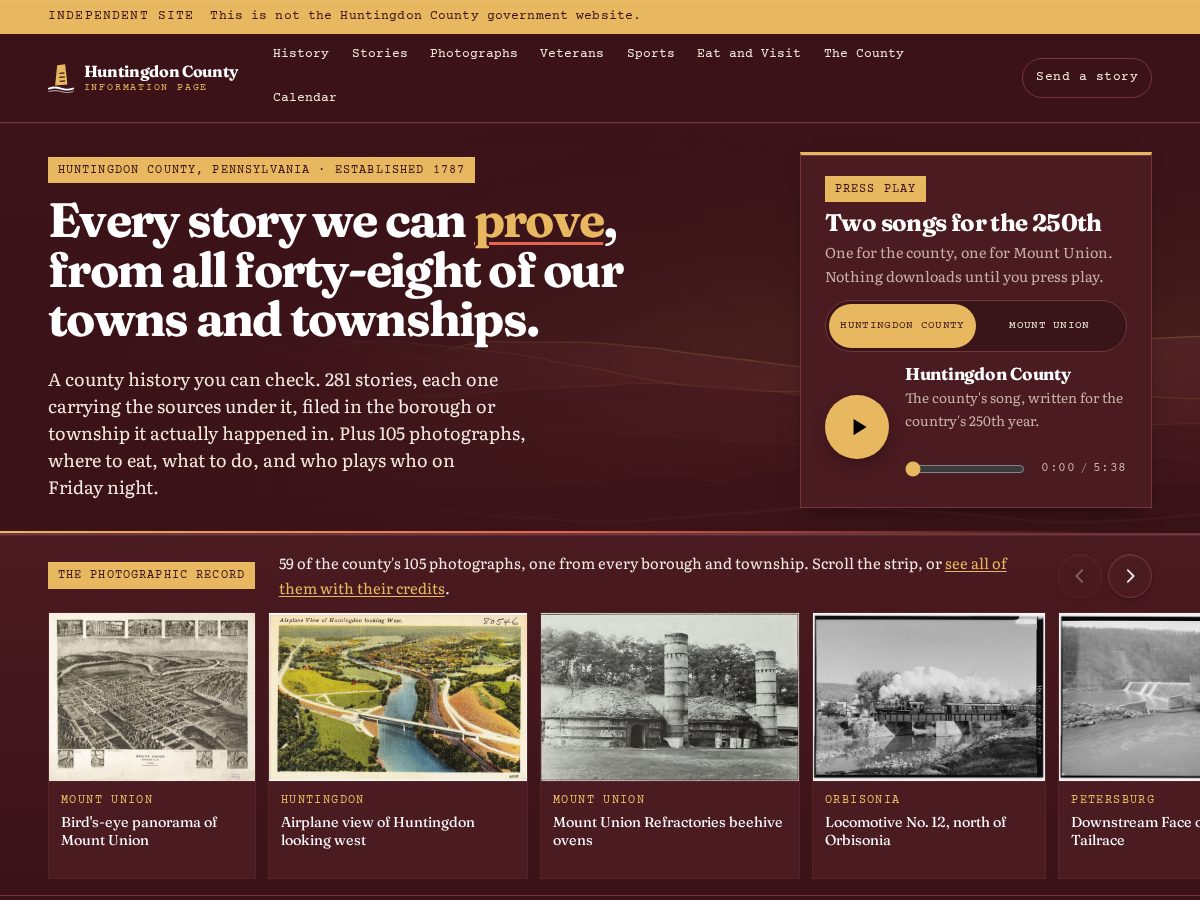 Landing-page snapshot of huntcopa.com