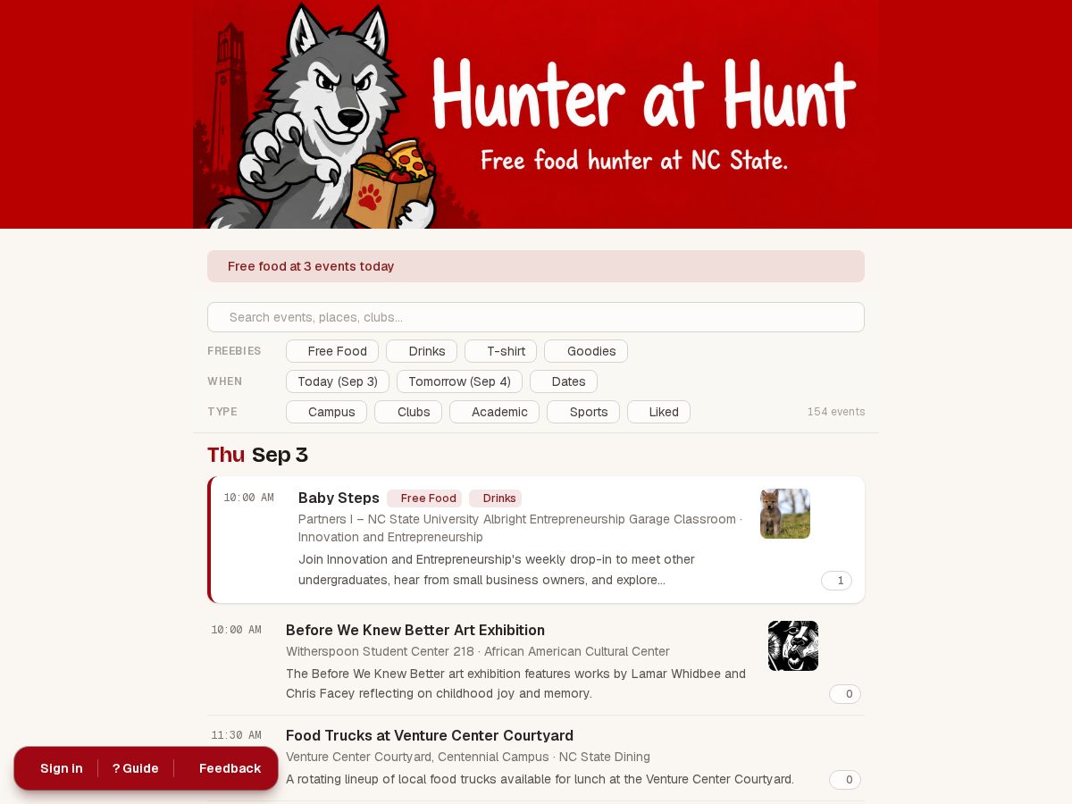 Landing-page snapshot of hunterathunt.com