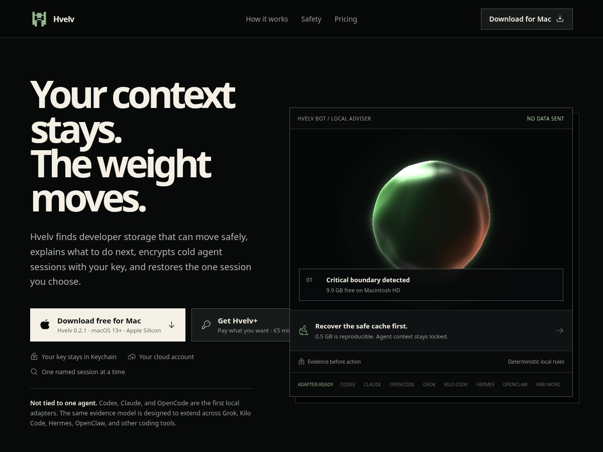 Landing-page snapshot of hvelv.bot