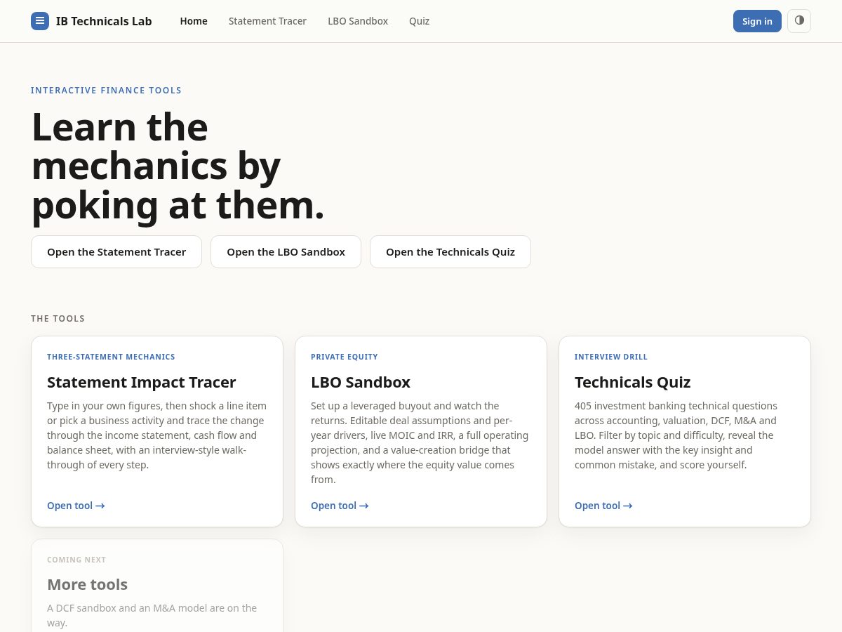 Landing-page snapshot of ibtechnicalslab.org