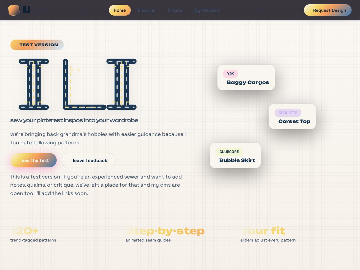 Landing-page snapshot of ilipatterns.com
