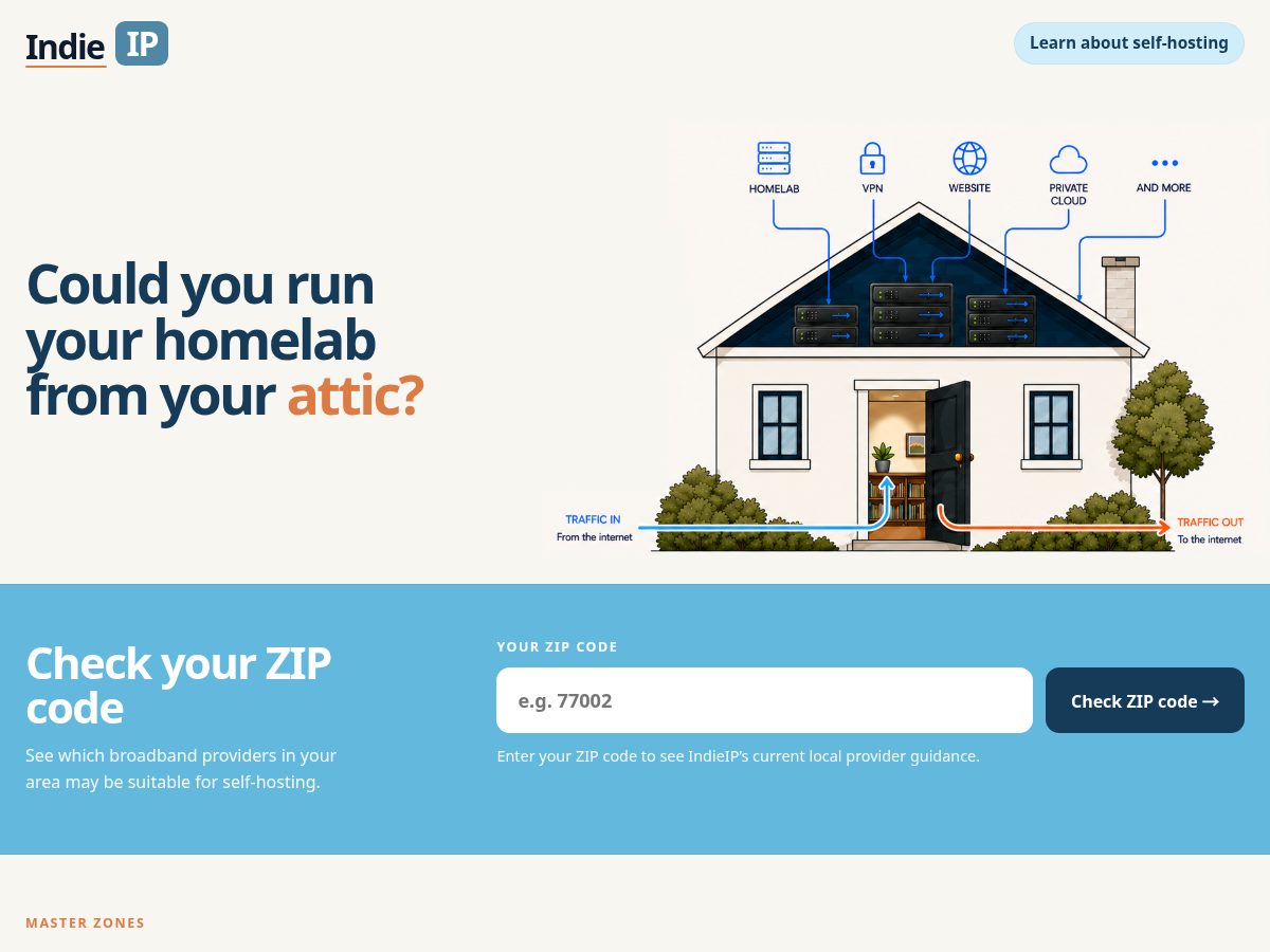 Landing-page snapshot of indieip.info