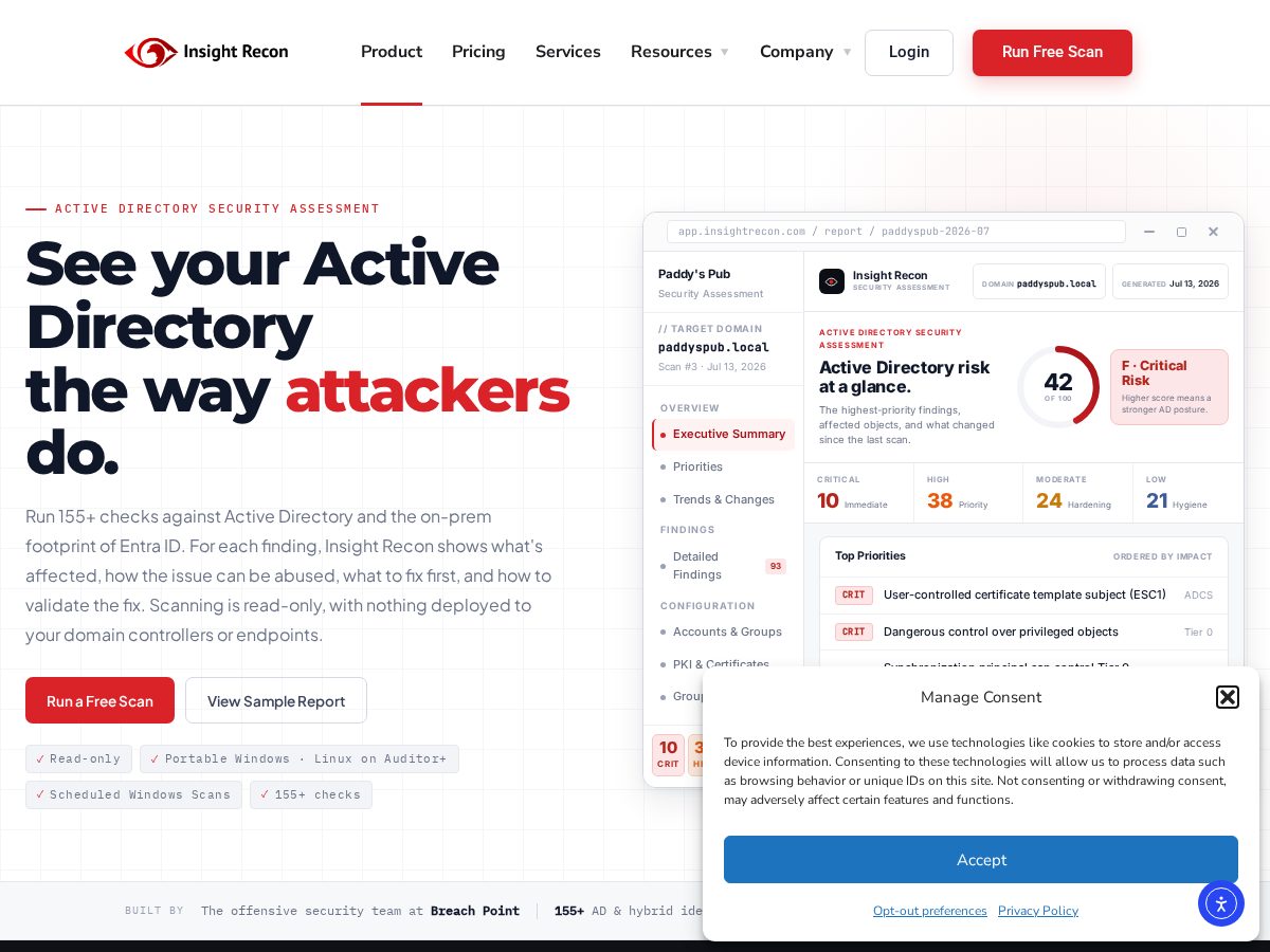Landing-page snapshot of insightreconad.com
