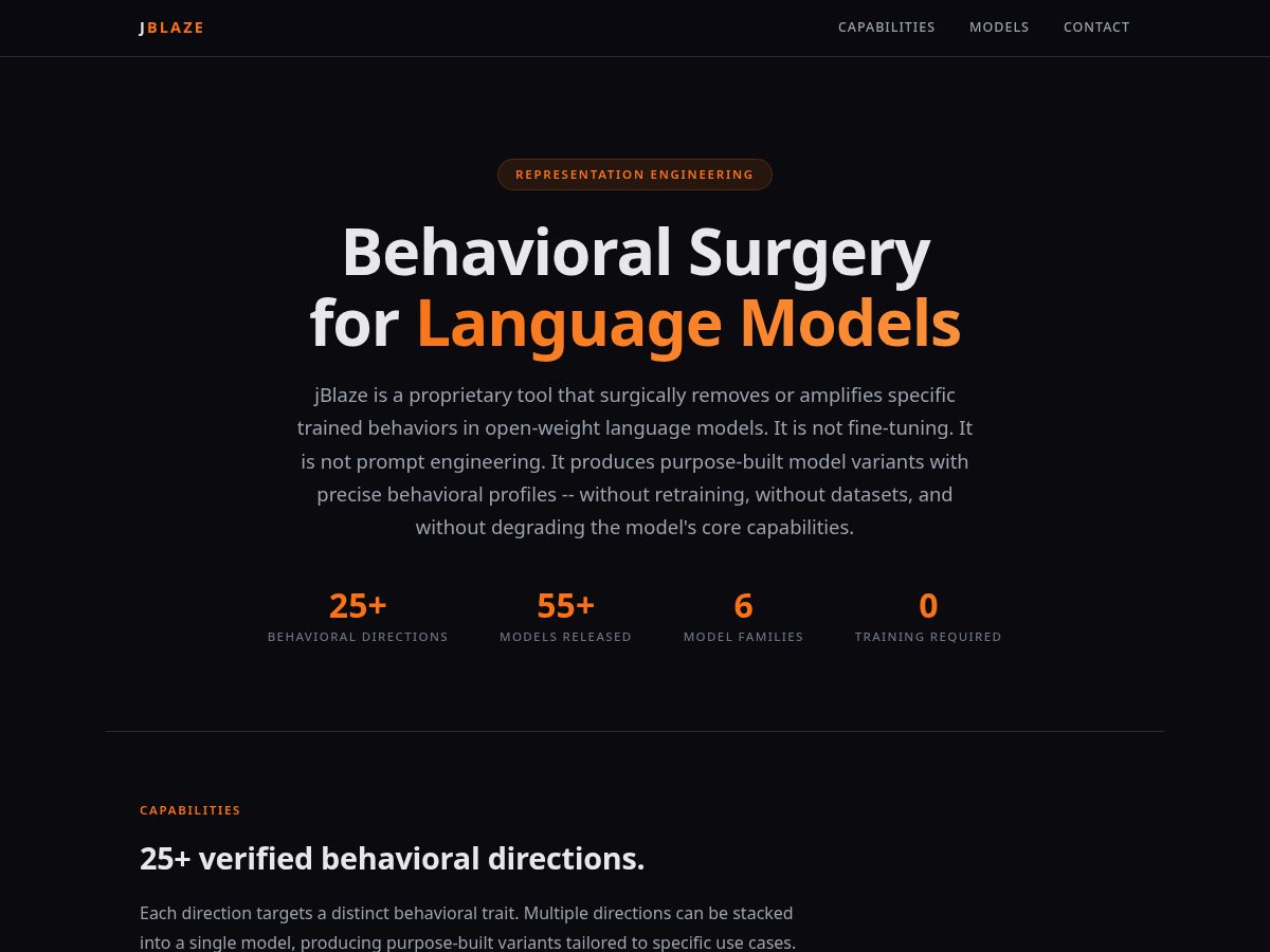 Landing-page snapshot of jblaze.dev