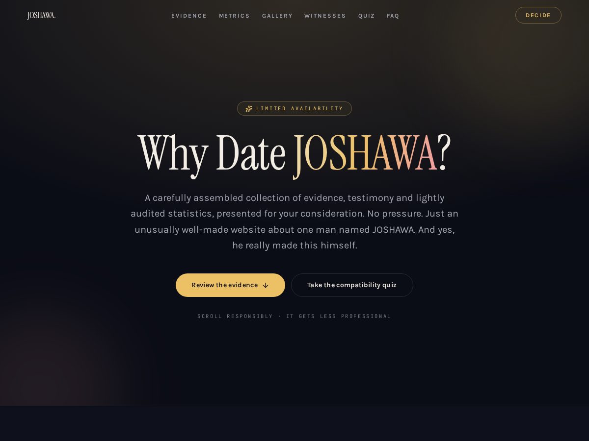 Landing-page snapshot of joshawa.org