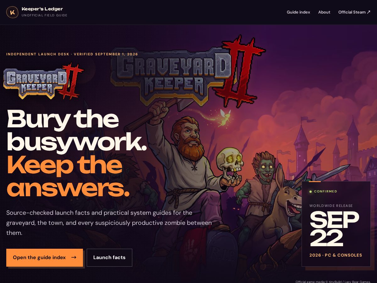 Landing-page snapshot of keepersledger.website