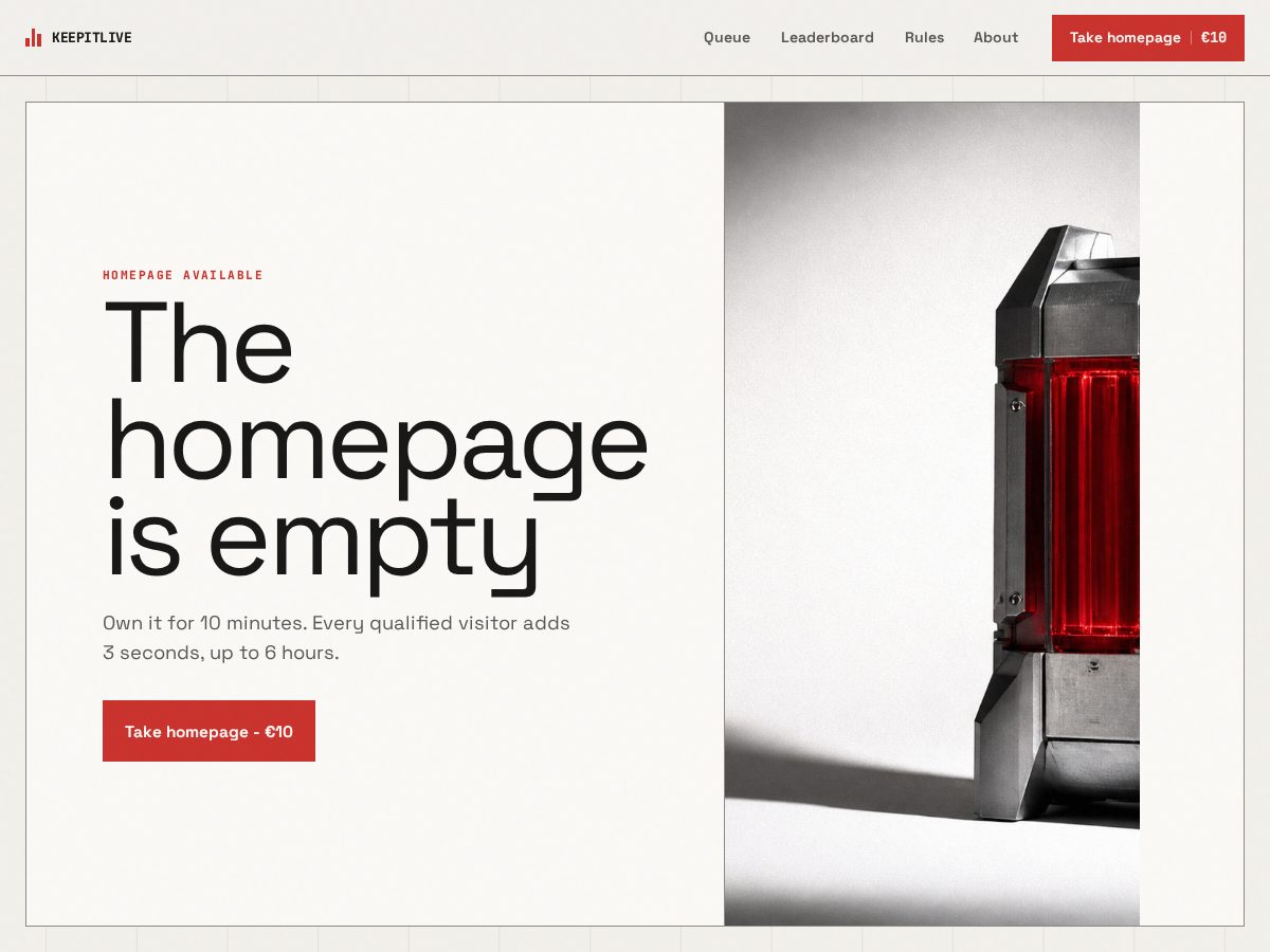 Landing-page snapshot of keepitlive.lol