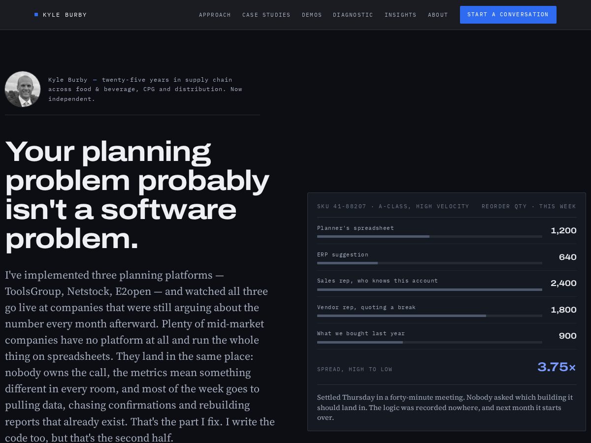 Landing-page snapshot of kyleburby.com