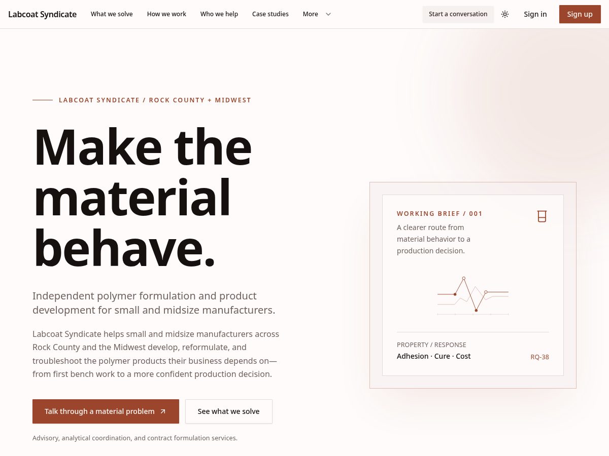 Landing-page snapshot of labcoat-syndicate.com