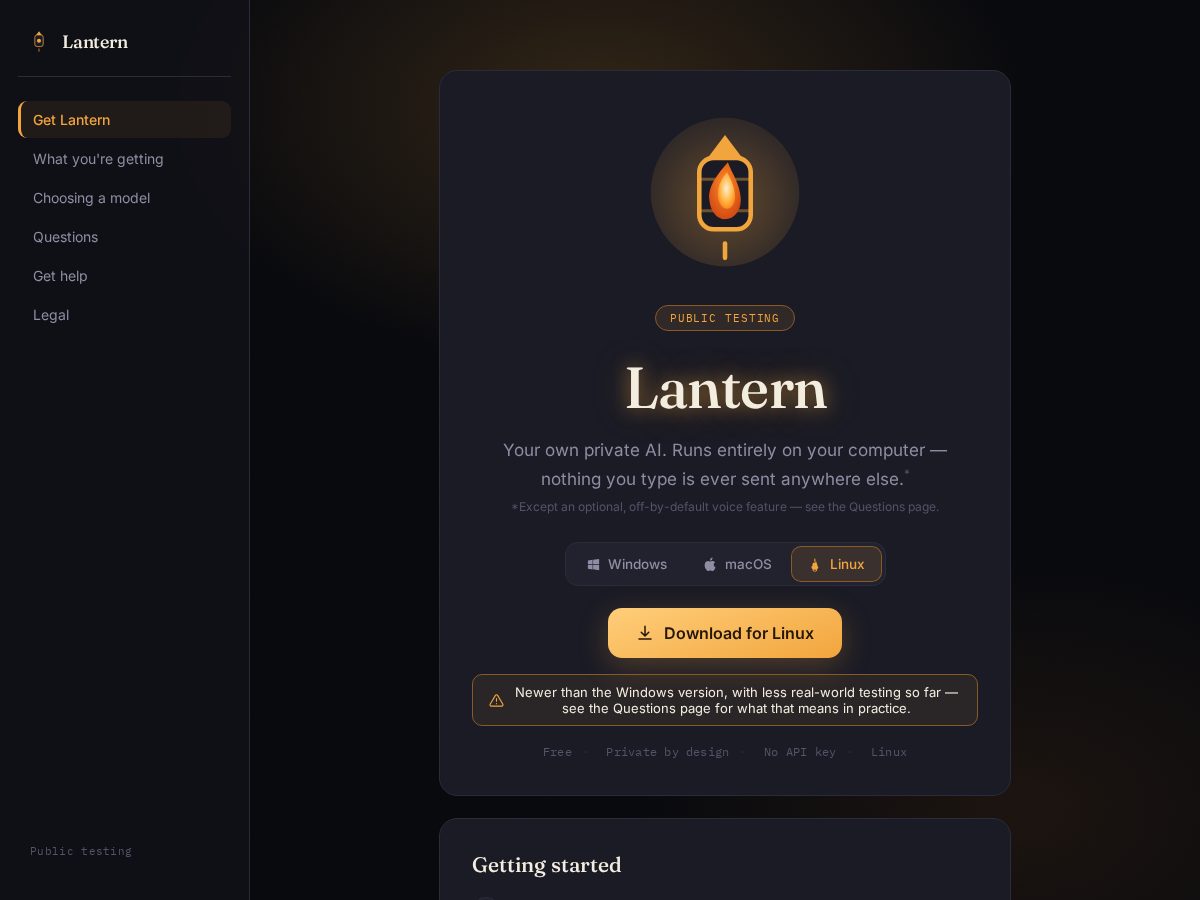 Landing-page snapshot of lanternai.org