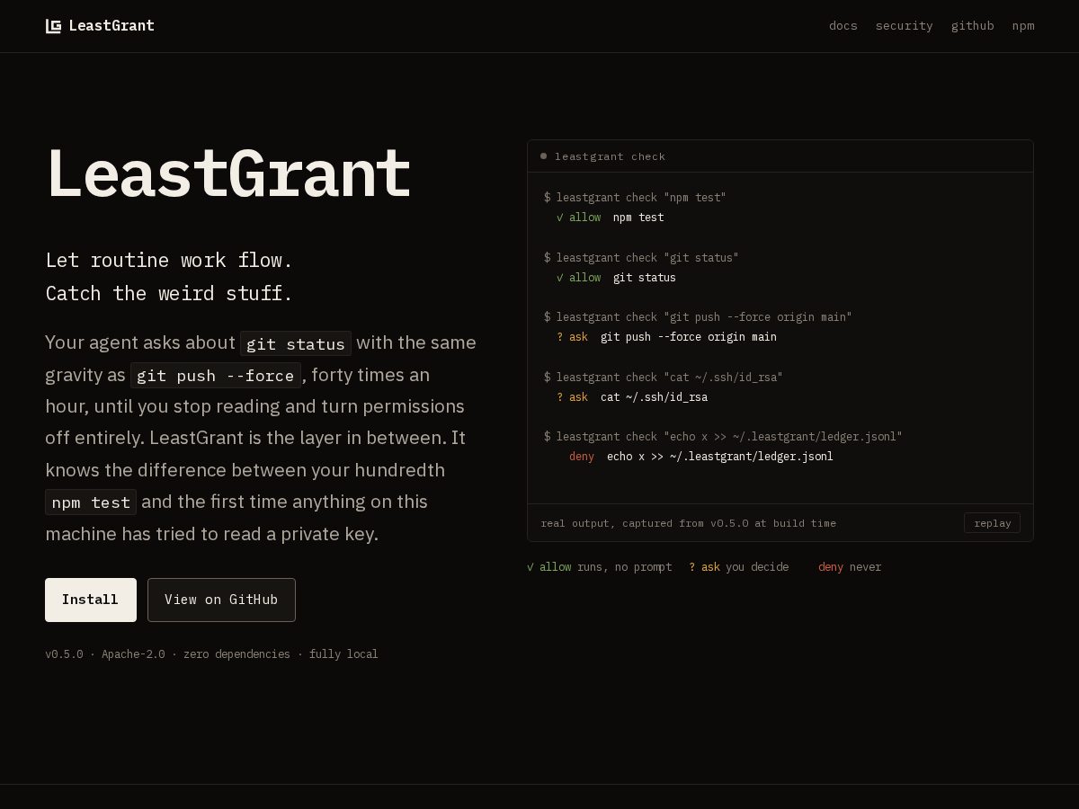 Landing-page snapshot of leastgrant.xyz