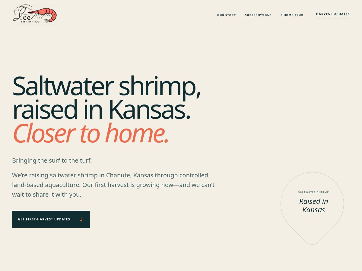 Landing-page snapshot of leeshrimp.com