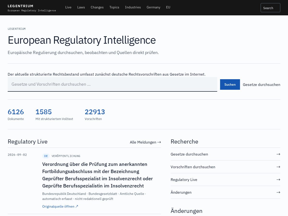 Landing-page snapshot of legentrium.com