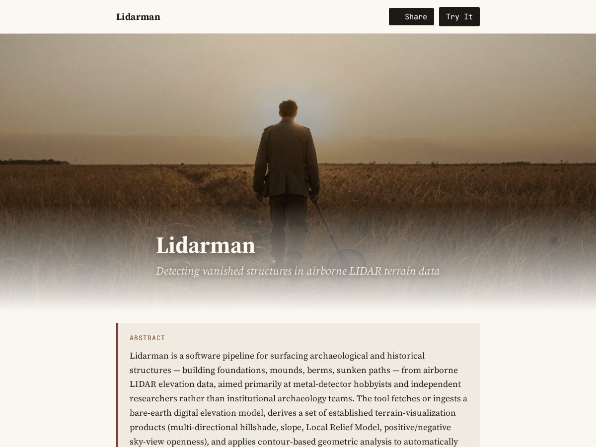 Landing-page snapshot of lidarman.com