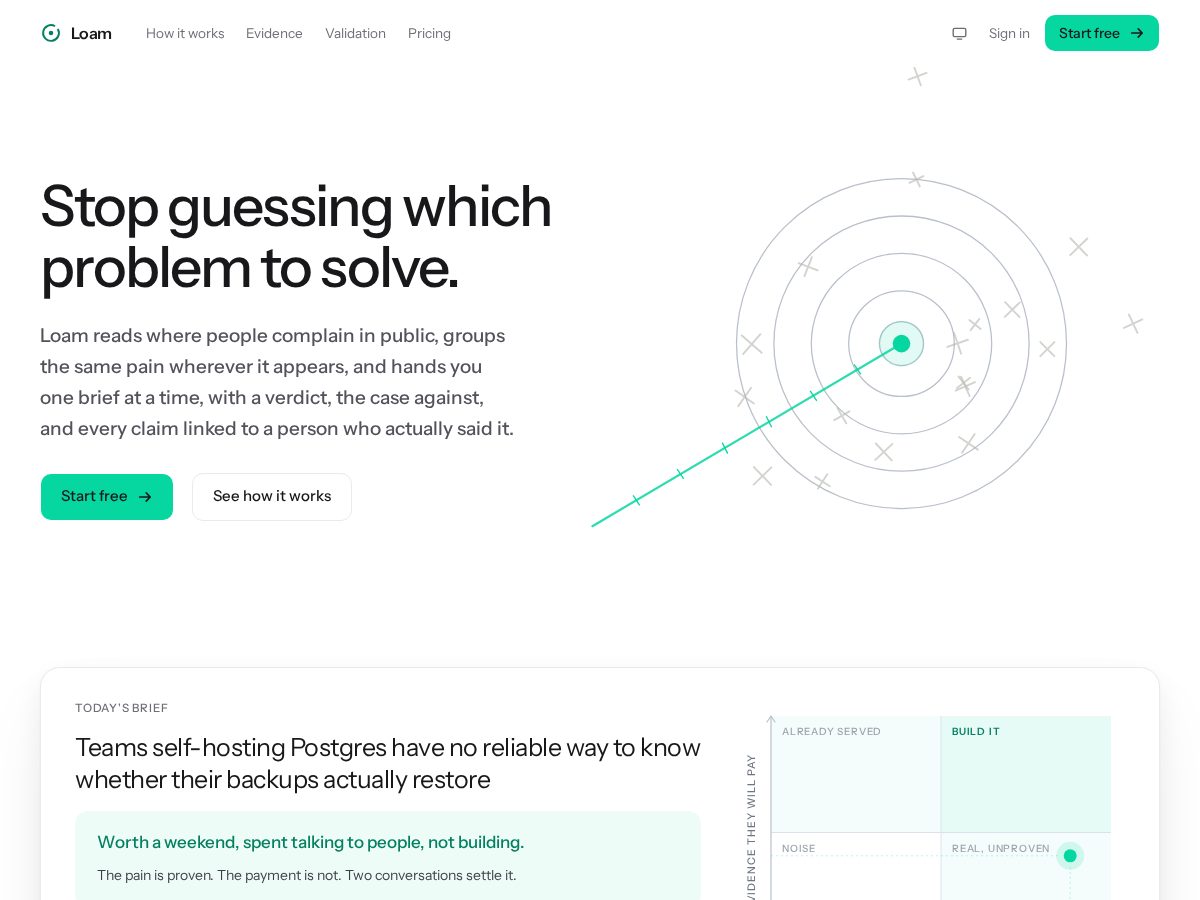 Landing-page snapshot of loam.build