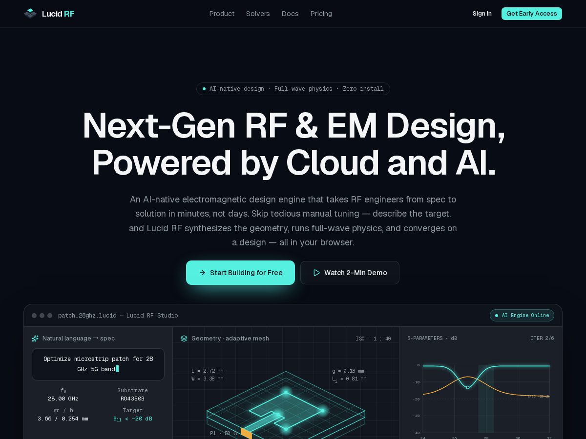 Landing-page snapshot of lucidrf.com