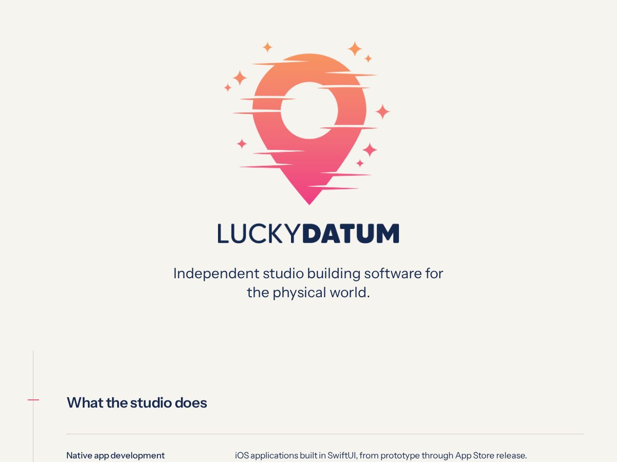 Landing-page snapshot of luckydatumstudio.com