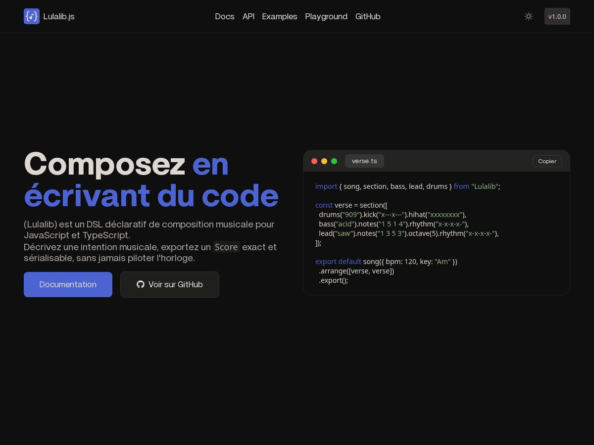 Landing-page snapshot of lulalib.dev