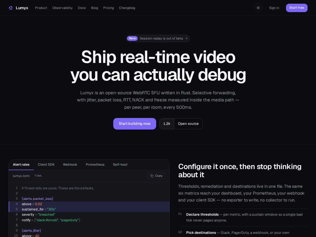 Landing-page snapshot of lumyx.dev
