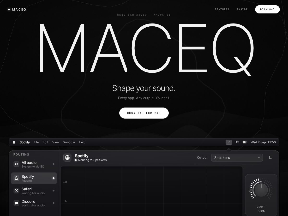 Landing-page snapshot of maceq.store