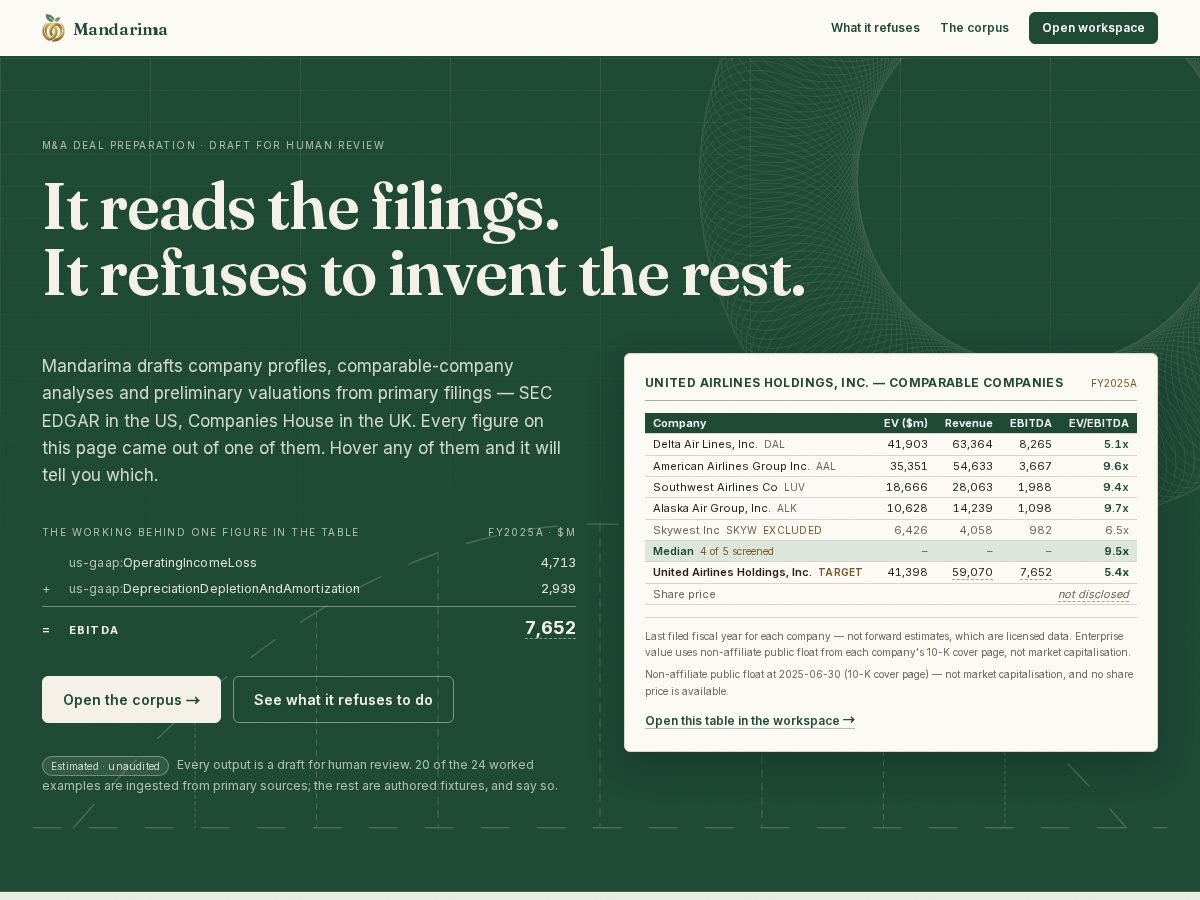 Landing-page snapshot of mandarima.com