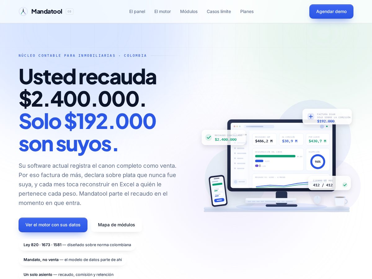 Landing-page snapshot of mandatool.com