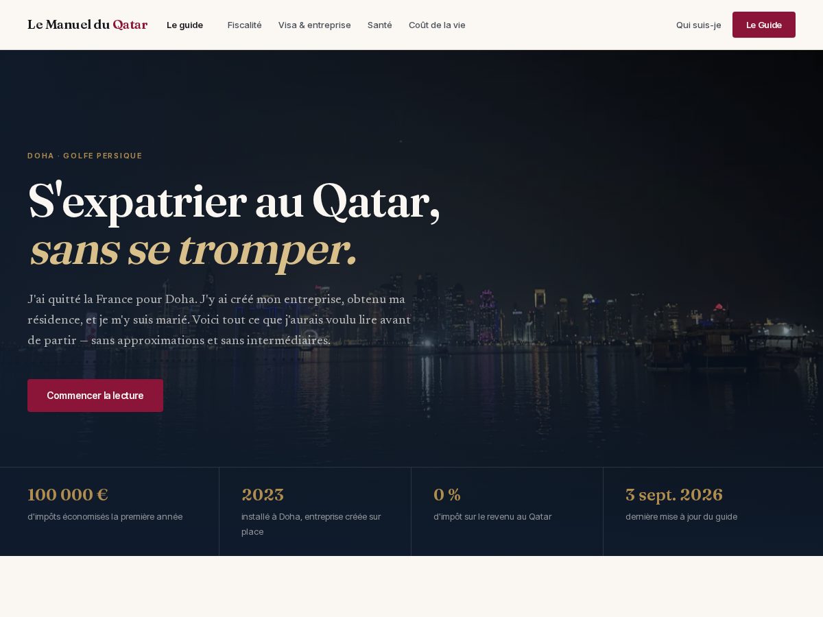 Landing-page snapshot of manuelduqatar.com