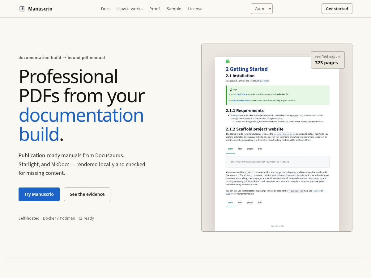 Landing-page snapshot of manuscrio.com
