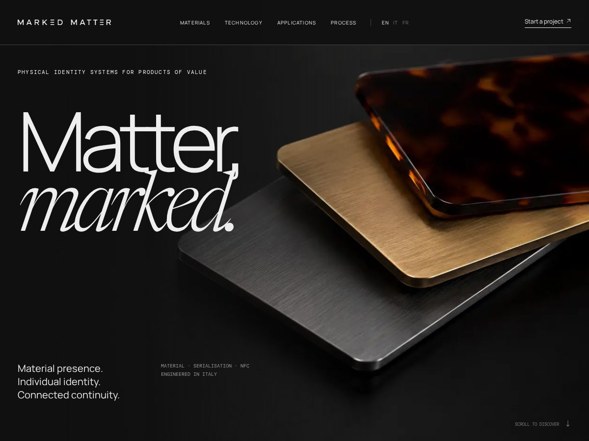 Landing-page snapshot of markedmatter.com