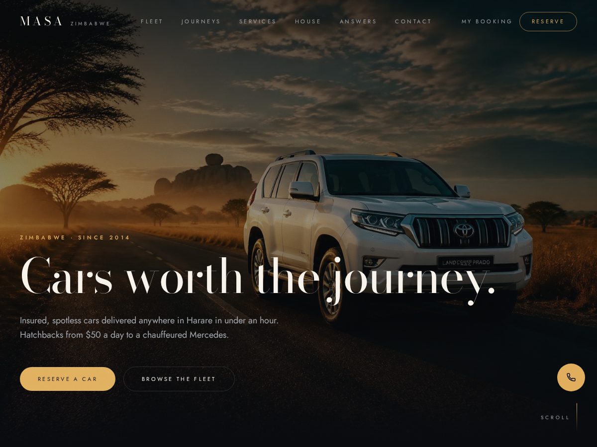 Landing-page snapshot of masarentals.com