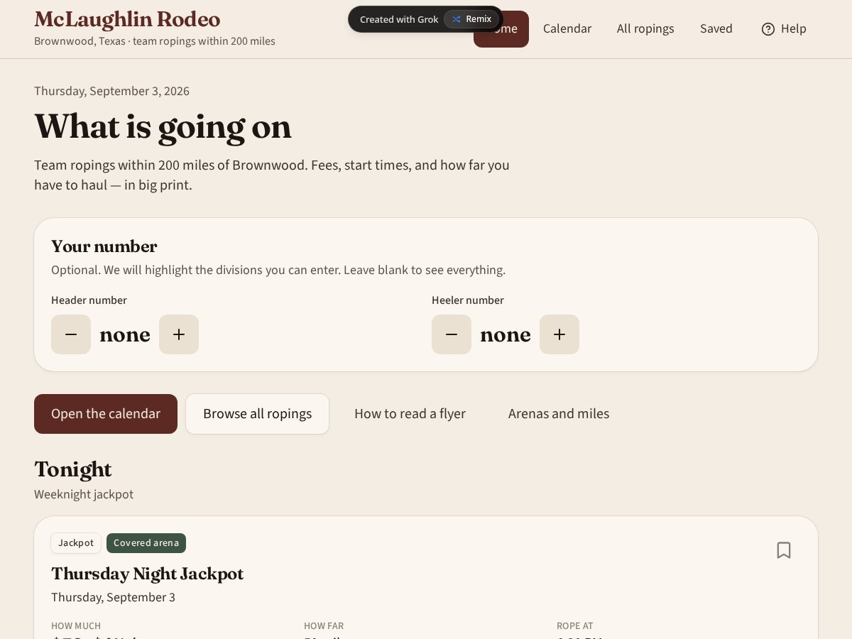 Landing-page snapshot of mclaughlinrodeo.com