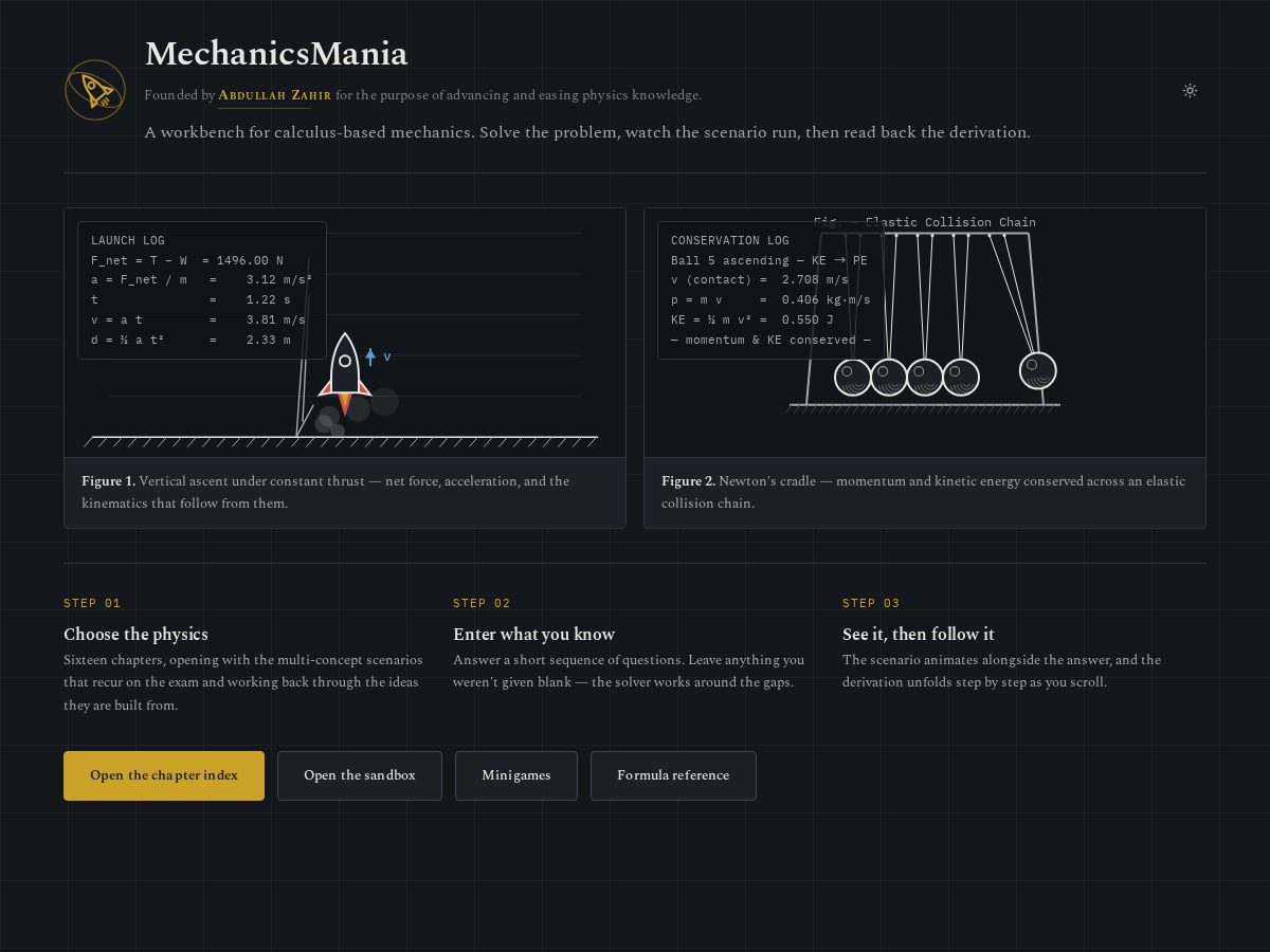 Landing-page snapshot of mechanicsmania.com
