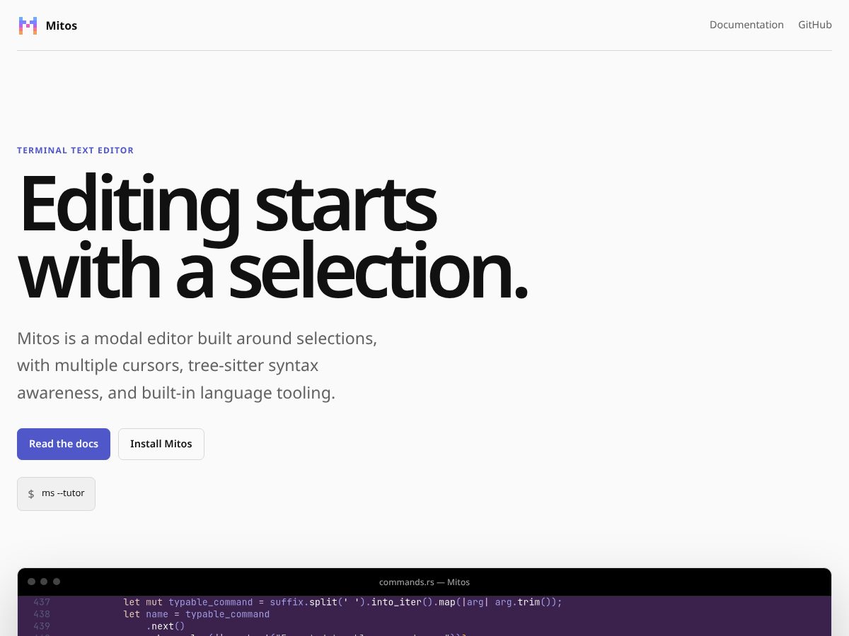 Landing-page snapshot of mitos.computer