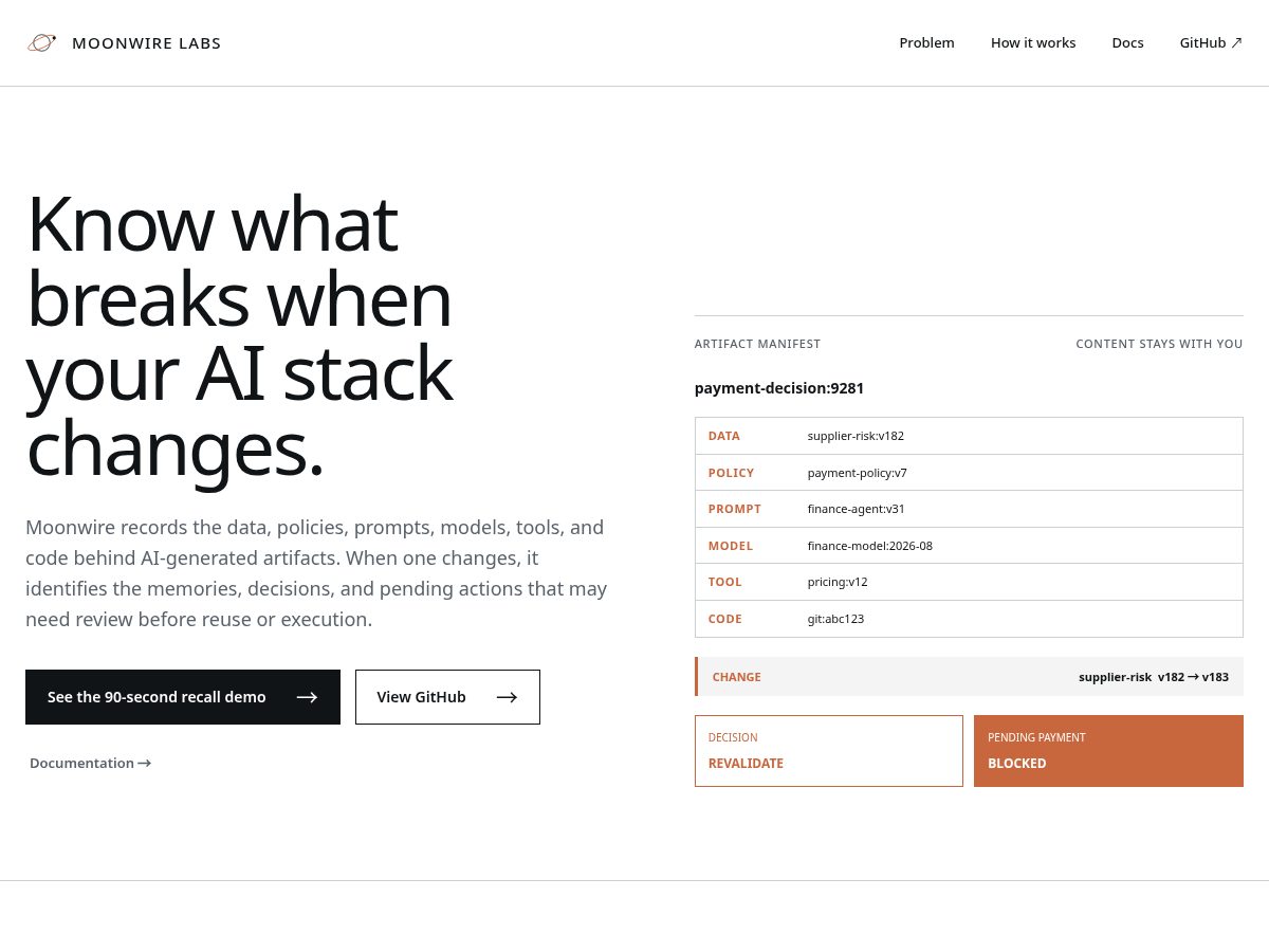 Landing-page snapshot of moonwirelabs.com