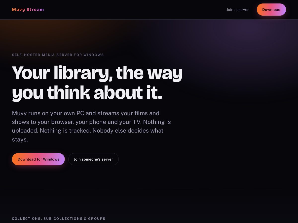 Landing-page snapshot of muvystream.com