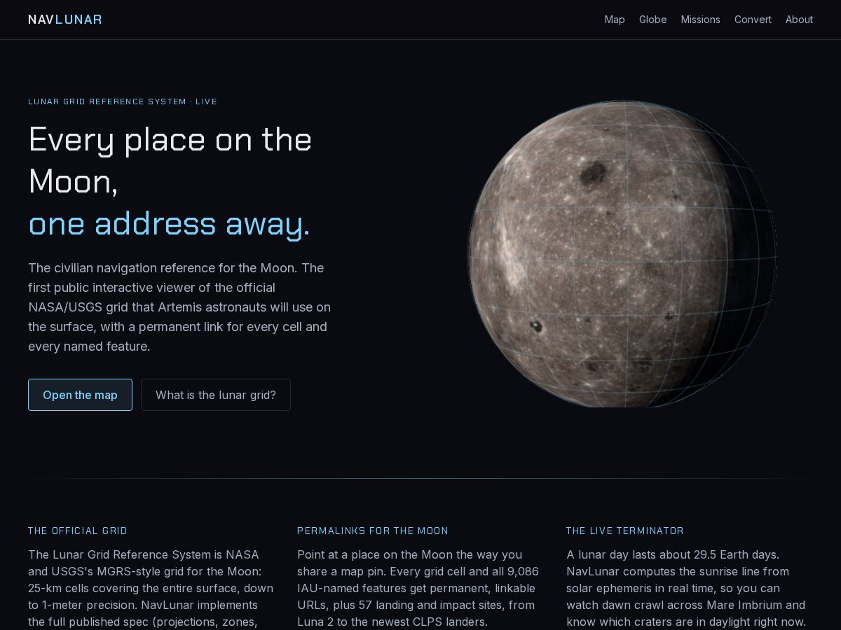 Landing-page snapshot of navlunar.com